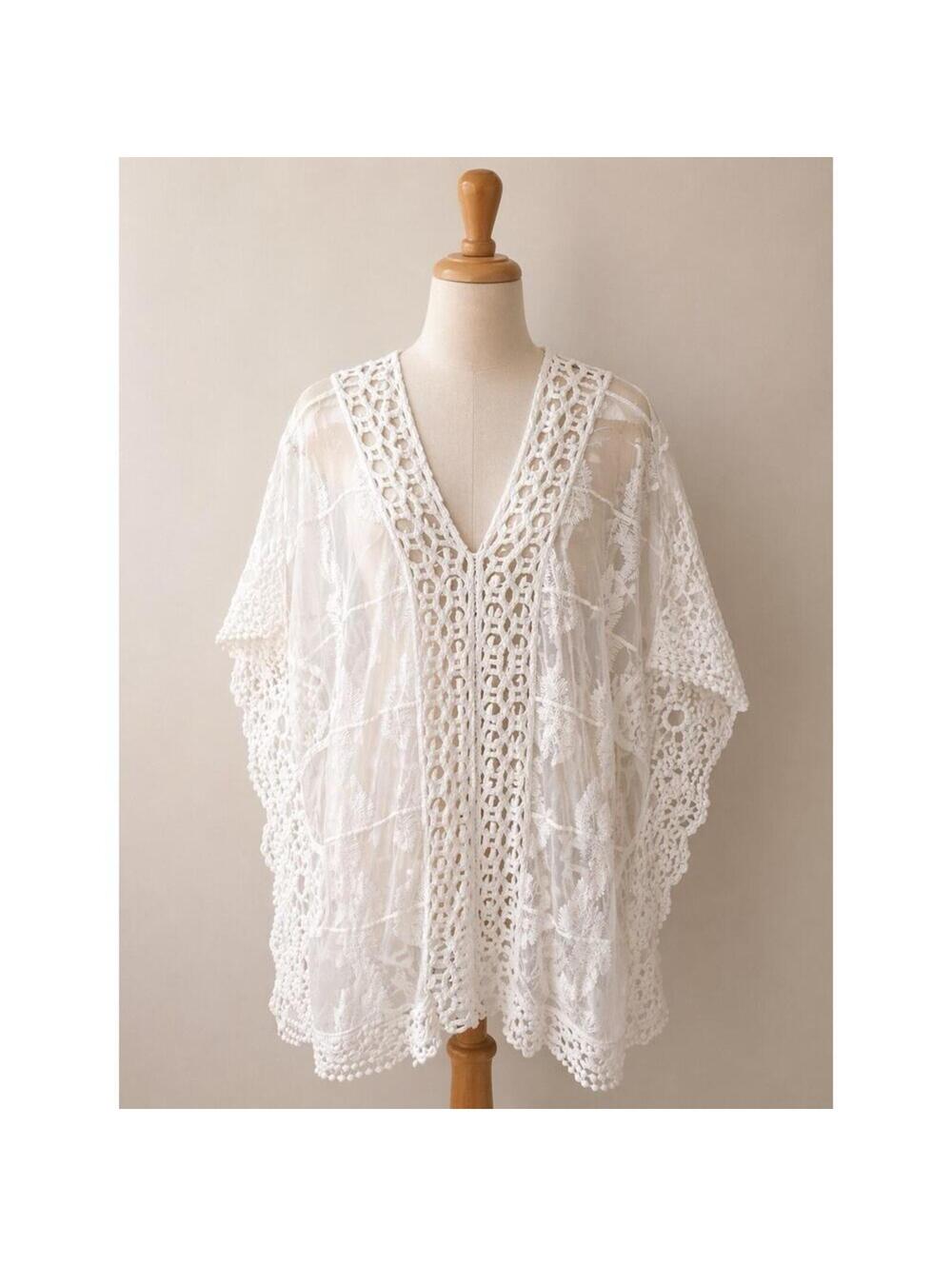 Whimsical Fairycore Crochet Trim Butterfly Shape Embroidered Boho Lace Top